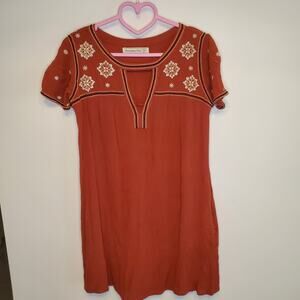Abercrombie & Fitch Rust Embroidered Keyhole Dress Xs